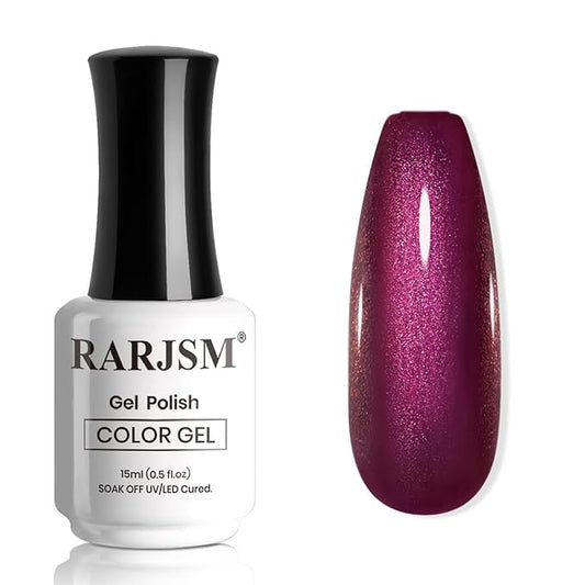 RARJSM Chameleon Gel Nail Polish Orange to Dark Purple Sparkle Shimmer Multichrome Wine Red Color Changing Gradient Glitter Chrome Gel Polish Curing Requires Soak Off DIY at Home Salon 15ml