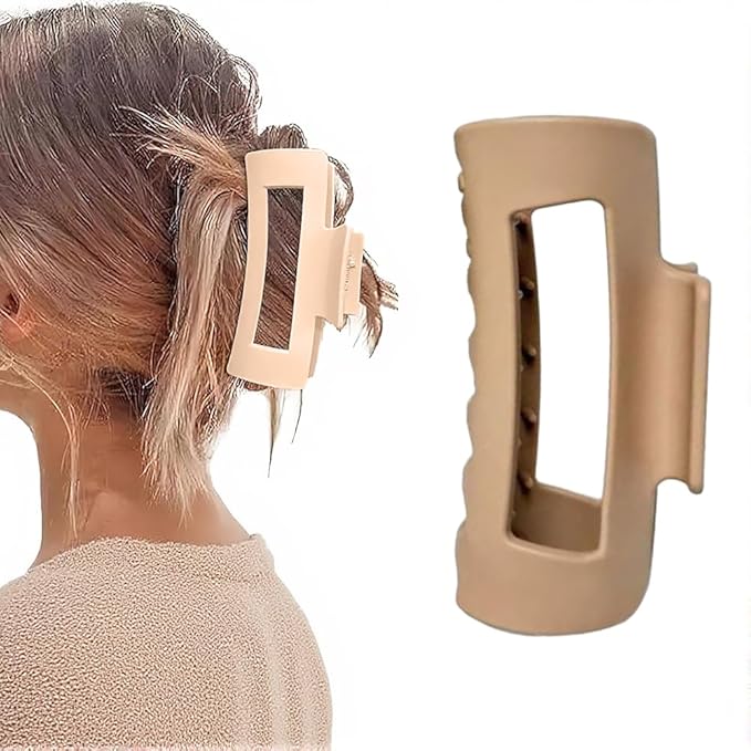 Silicone Hair Clips, Cloud Hair Pins for Women, 3.9 inch Soft Hair Claw Clip for Thick/Fine/Thin/Curly Hairstyle, Khaki 1 Pack