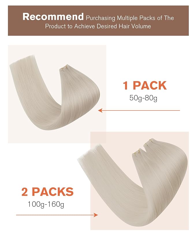Sunny Hair Genius Weft Human Hair Platinum Blonde Genius Sew in Hair Wefts Blonde Invisible Weft Hair Extensions Real Human Hair Bundles Remy Hair 20inch