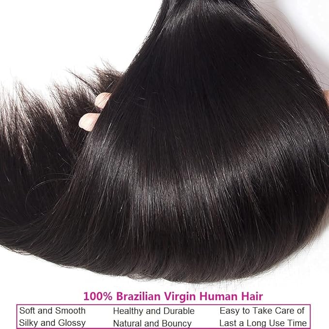 Straight Bundles Human Hair 18 Inch 1 Bundles 10A Brazilian 100% Unprocessed Virgin Human Hair Weave Bundles Human Hair Extensions Natural Color
