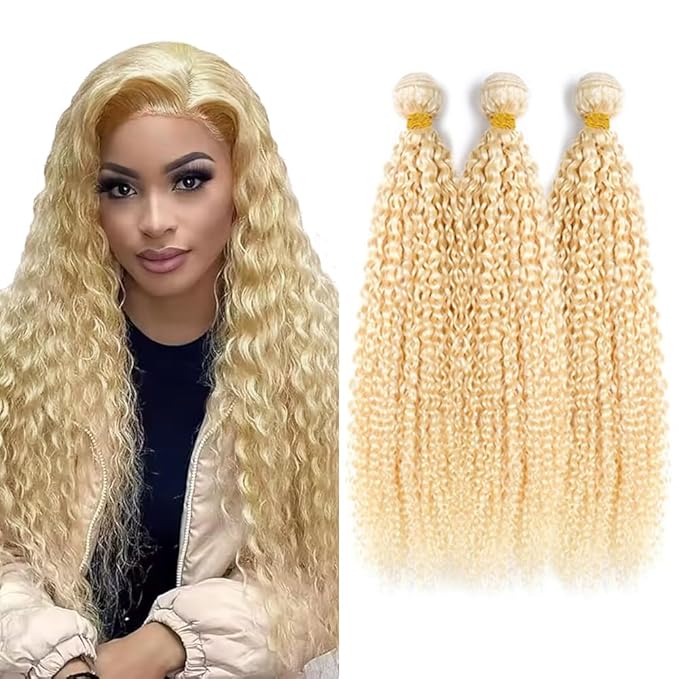 28 30 32 Inch Blonde Loose Wave Bundles 613 Curly Wave Bundle 613 Blonde Kinky Curly Human Hair 3 Bundles Brazilian Virgin Hair Extensions