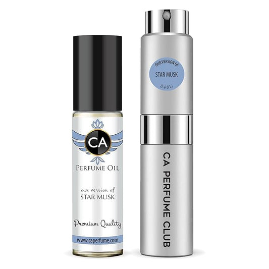 CA Perfume Duo Impression of Star Musk For Women And Men Perfume Layering Set Long Lasting Travel Size EDP + Body Oil Roll-On Bottle 0.27 Fl Oz+0.33 Fl Oz