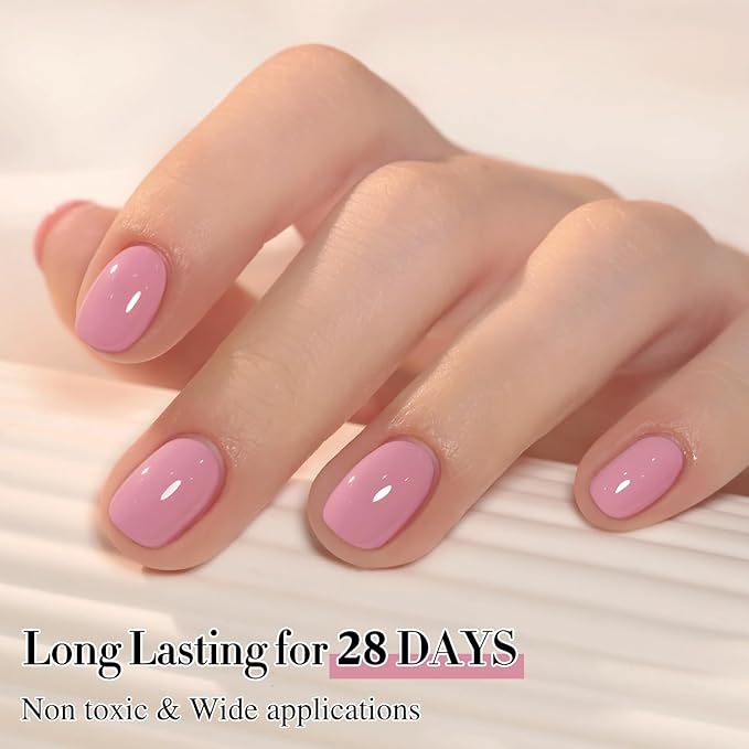Double Rhythm 0.50 OZ Gel Polish Same Color Same Bottle Golden Round Translucent Hema Free Neutral Natural Milky 15 ML Jelly UV Polish Art DIY at Home (Pink Purple-C1470)