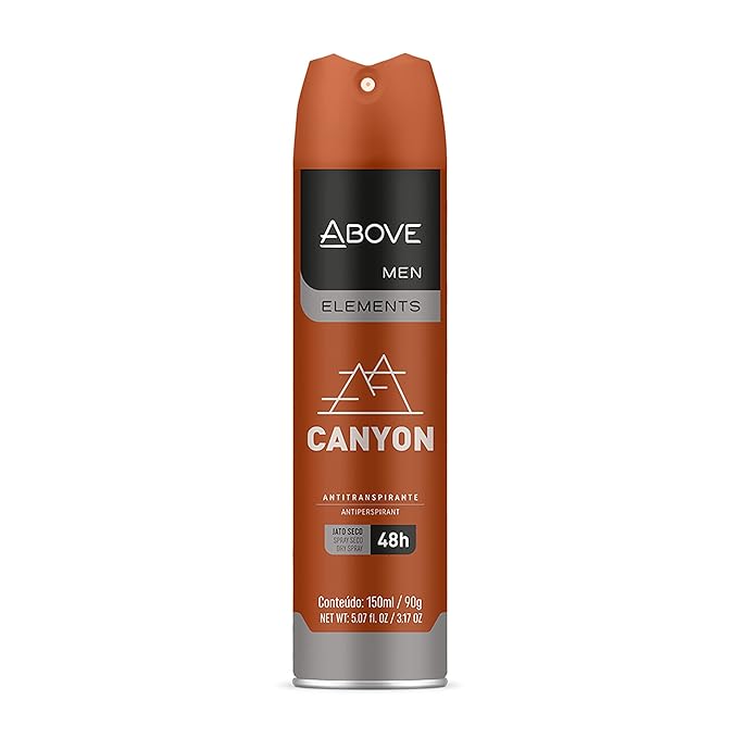 ABOVE Canyon - 48 Hours Antiperspirant Deodorant for Men - Notes of Bergamot, Lemon and Apricot - Dry Spray Protects Against Sweat and Body Odor - Stain and Cruelty Free - 3.17 oz