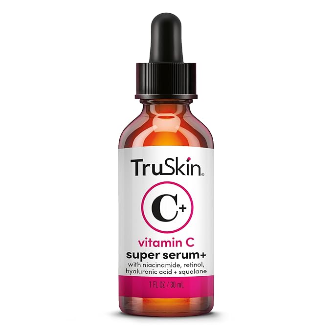 TruSkin Vitamin C Super Serum - Niacinamide, Retinol, Hyaluronic Acid & Squalane - All-in-One Anti Aging Serum for Face – Improve Appearance of Dark Spots, Firmness for Brighter Looking Skin, 1 Fl Oz
