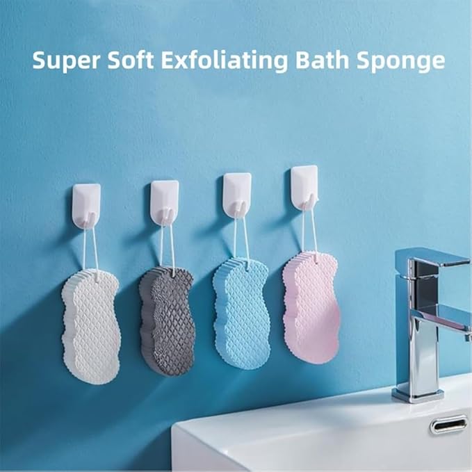 Exfoliating Bath Sponge, 3D Super Soft Magic Exfoliating Bath Sponge, Berosely Radiant Skin Sponge & Dead Skin Remover, Skin Friendly and Reusable for Adults Children (White/Blue/Pink)