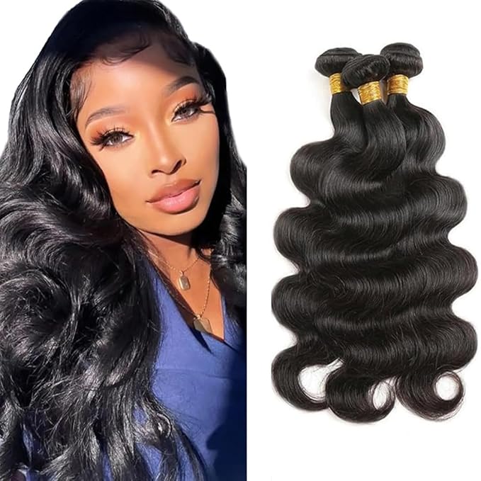 Body Wave Bundles Human Hair Black Natural Color Bundle Brazilian Unprocessed Virgin Hair 150g/3 Bundles 22 24 26 Inch Body Wave Human Hair Weave