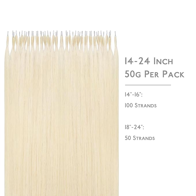 WENNALIFE Nano Bead Hair Extensions Human Hair, 50g 50s 18 Inch Platinum BlondeReal Human Hair Extensions for Women Invisible Nano Ring Hair Extensions Remy Human Hair Extensiones De Cabello Humano
