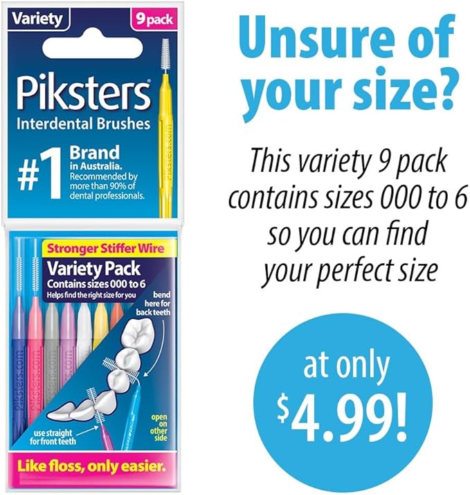 Piksters Interdental Brushes, 35 pk, Size 4, Interdental Tooth Brush for Medium Gaps, Gum Soft Bristles for Plaque Removal, Safe for Braces