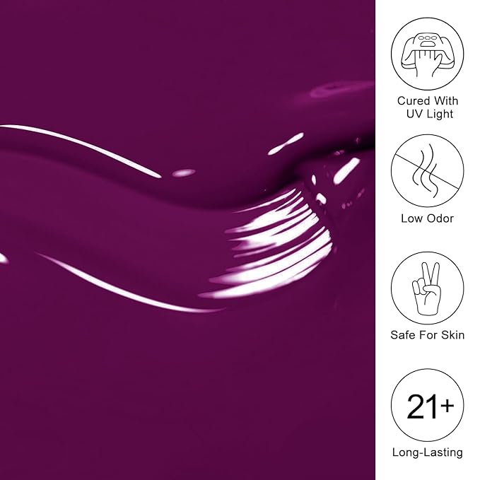 Imtiti 10ml Deep Purple Gel Nail Polish Long Lasting Soak Off UV Led Fall Gel Polish Salon DIY at Home Gift for Women 1Pcs