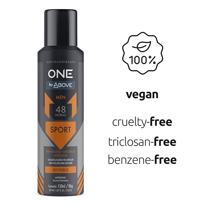 ABOVE 48 Hours One Antiperspirant Deodorant, Sport, 3.03 oz - Dry Spray Deodorant for Men - Antiperspirant Spray - No Stain - Cruelty-Free
