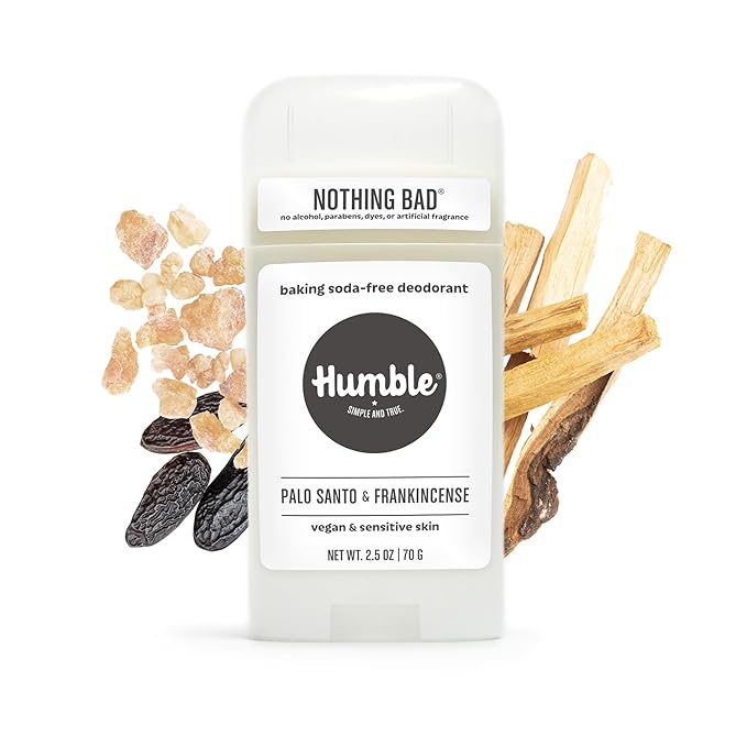 HUMBLE BRANDS Aluminum-Free Deodorant, Vegan and Cruelty- free, Formulated for Sensitive Skin, Palo Santo and Frankincense, 2.5 Ounce (Pack of 1)