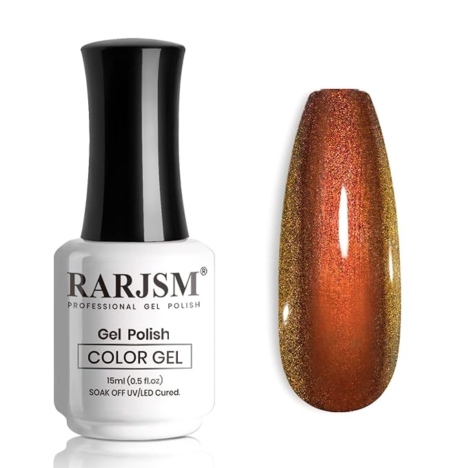 RARJSM Chameleon Nail Polish Gel Orange to Green Color Change Glitter GelPolish 15ML Multichrome Holographic Sparkle Shimmer Nail Gel Varnish Soak Off Curing Requires DIY at Home Salon
