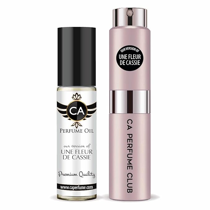 CA Perfume Duo Impression of Une Fleur De Cassie For Women Perfume Layering Set Long Lasting Travel Size EDP + Body Oil Roll-On Bottle 0.27 Fl Oz+0.33 Fl Oz