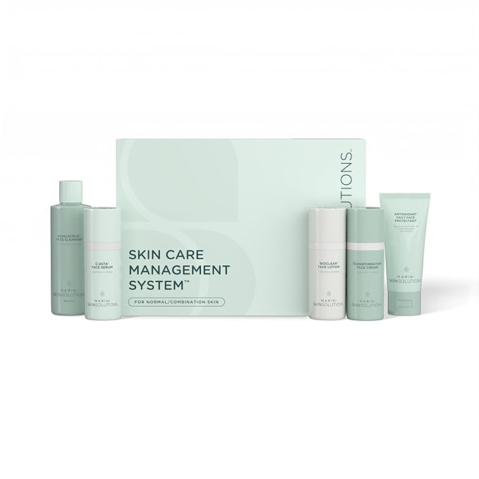 Marini SkinSolutions Skin Care Management System, Normal to Combination Skin with Antioxidant Daily Face Protectant SPF 33 - Cruelty Free - Made in the USA