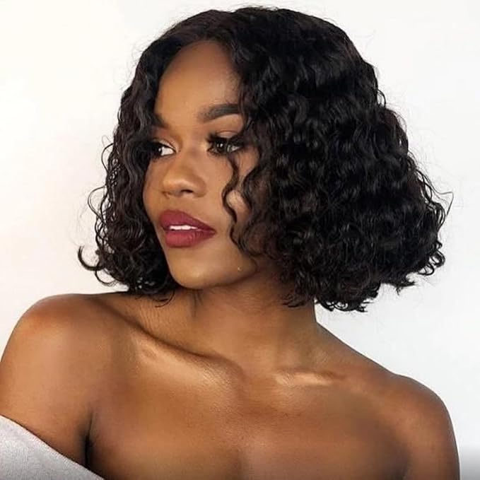 LICHANG Wear And Go Body Wave Bob 13x4 HD Lace Front Human Hair Wigs for Black Women (10 Inch, Natural Color)