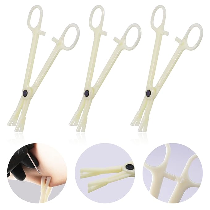 Piercing Clamps - Autdor 25Pcs Piercing Forceps Triangle Slotted Disposable Piercing Clamps Septum Forceps for Lip Navel Tongue Belly Ear Nose Piercing Kit Piercing Tools