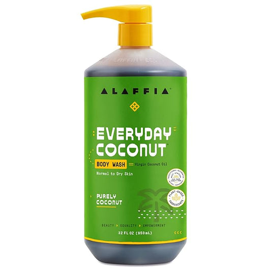 Alaffia Body Wash, Everyday Coconut – Moisturizing Soap with Nourishing Coffee Berry Extract & Coconut Water, Vegan & Cruelty-Free, 32 Oz