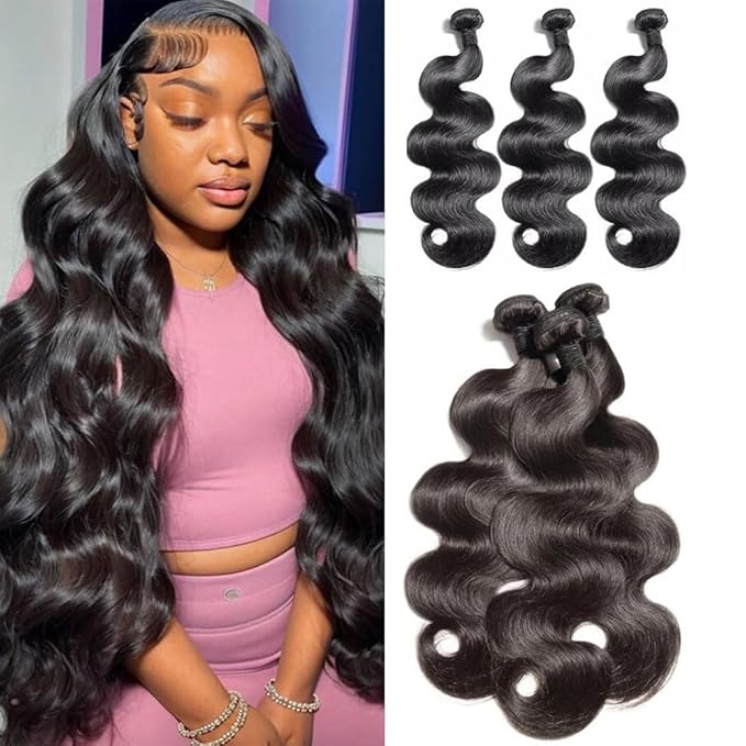 12A Human Hair Bundles 18 20 22 Inch Body Wave Bundles Human Hair Unprocessed Brazilian Virgin Raw Remy Hair 3 Weaves Bundles for Women Natural Color