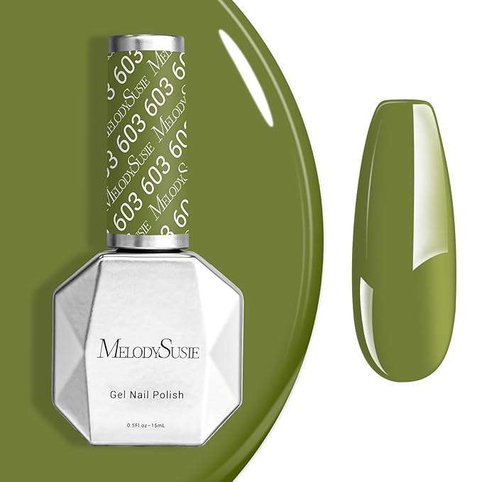 MelodySusie Green Gel Nail Polish,0.5fl oz Nails Soak Off UV LED Oliver Green Gel Polish Gift for Women Nail Art Manicure Salon DIY Nail Design Decoration at Home-603-A2303