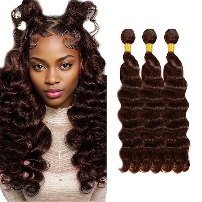 24 26 28 inch WuvuSnm #4 Human Hair Bundles Brown Loose Wave Bundles Human Hair Dark Brown Loose Deep Wave Bundle 150g