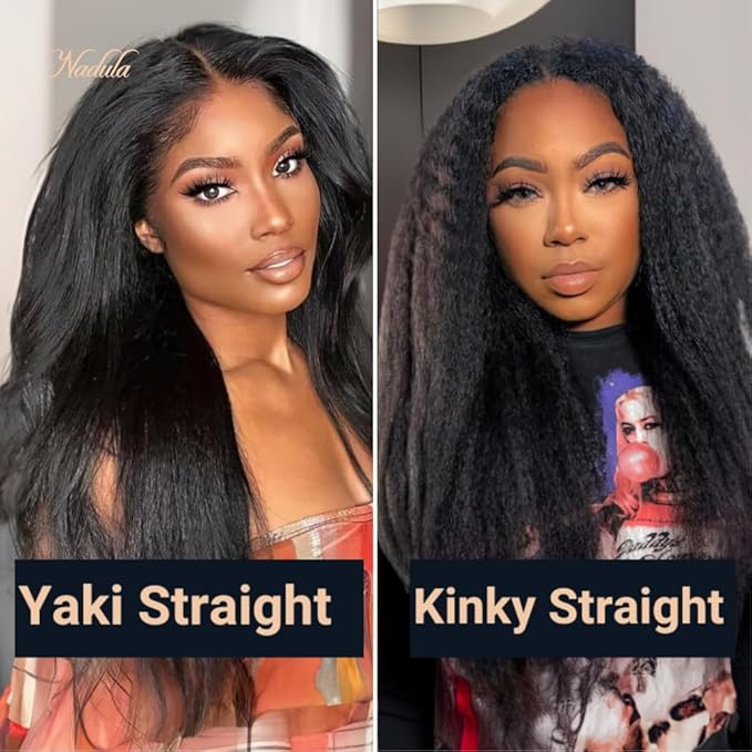Nadula Yaki Straight Bye Bye Knots Lace Frontal Wig Pre Everything Glueless 13x4 Pre-Cut Lace Front Wig Human Hair with 3D Dome Cap Pre Plucked and Bleached Knots 150% Density 16 inch