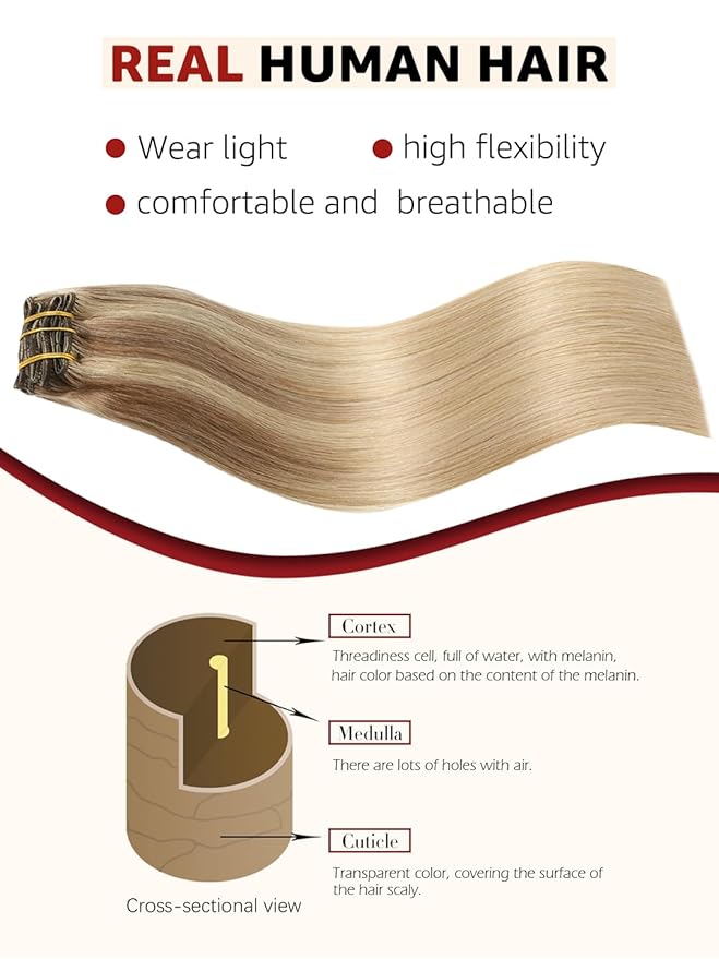 Clip in Hair Extensions Real Human Hair,Balayage Ash Brown To Caramel Blonde,Hair Extensions Clip In 6pcs Per Set With 18 Clips 22 Inch 120grams,(#10/27/27,22")