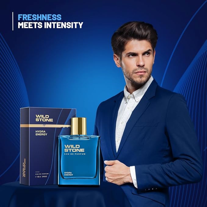 Wild Stone Hydra Energy EDP Premium Perfume for Men, 100 Ml | Long-lasting Eau De Parfum | Refreshing Fragrances for Modern Man | Active Lifestyle | Gift For Men