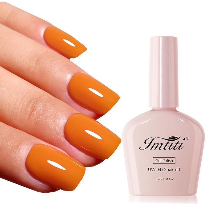 Imtiti Orange Gel Polish, 1Pcs Halloween Pumpkin Orange Soak Off UV LED Gel Nail Polish Manicure Salon DIY at Home (10ml-1914)
