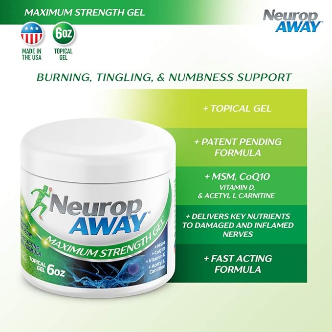 NeuropAWAY® Maximum Strength Gel, for Nerve discomfort, Burning, Tingling, and Numbness 6oz