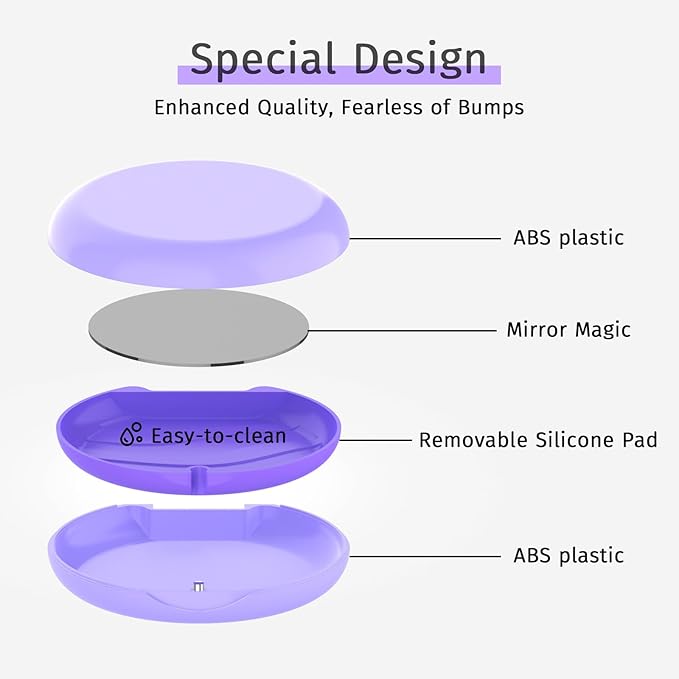 2Pack Retainer Case with Mirror, Compatible with Invisalign, Orthodontic Aligner Case with Removal Tool and Brush, Purple
