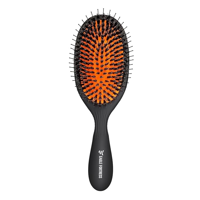 Hair Brush, Nylon and 100% First Cut Soft Boar Bristle Brush for Women Men Kids - Suitable for Fine/Thick/Long/Curly/Thinning/Wet/Dry Hair,Smooths Frizz and Enhance Shine & Salon-Quality