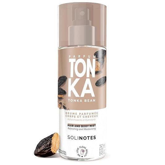 Solinotes Tonka Body Mist – Alcohol-Free, Long-Lasting Fragrance Spray with Mandarin Blossom & Tonka Bean – Clean, Cruelty-Free, Vegan Perfume Mist for Women – Hair & Body Spray (8.45 Fl Oz)