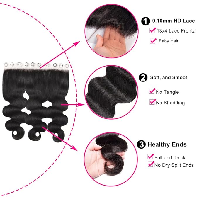 14 Inch 13x4 HD Lace Frontal Body Wave 0.1mm SKINLIKE Ultra Thin Invisible HD Lace Frontal Closure Melt Into Skin Easily Pre Plucked With Baby Hair 12A Grade Brazilian Human Hair