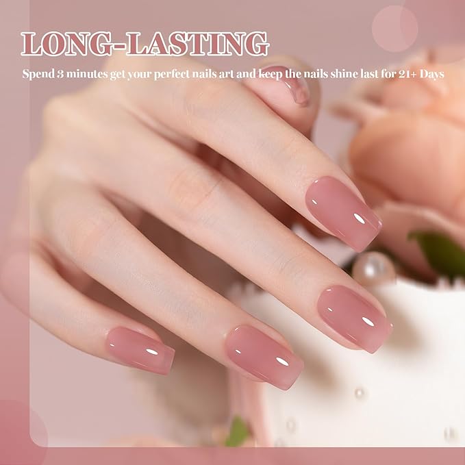 RARJSM Nude Gray Ruddy Pink Gel Nail Polish Neutral Skin Tone Sheer Jelly Gelpolish 1PC 15ml Single Bottle Creamy Transparent Natural Nudegel Polish Soak off Cured for Home Salon French Manicure