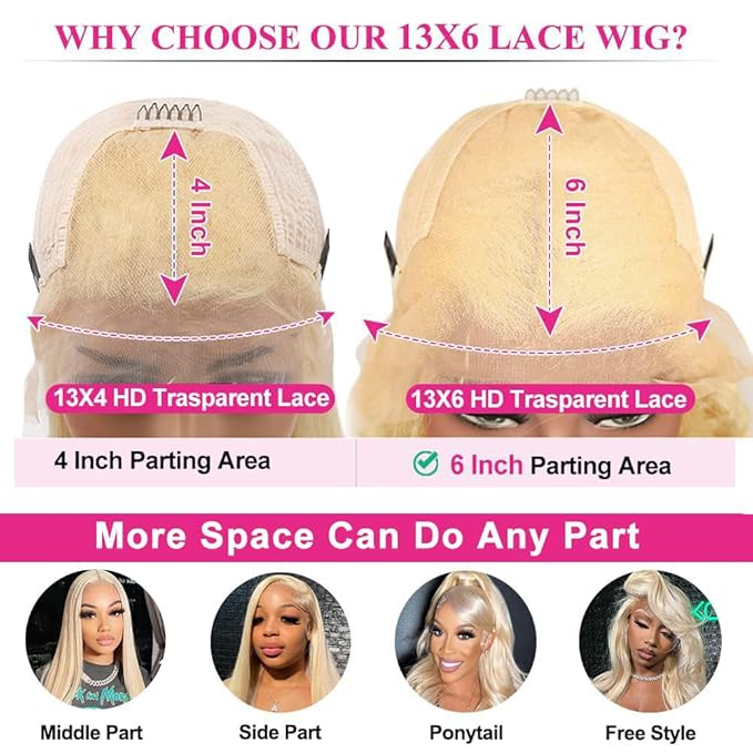 30 inch 613 Straight Wig 13x6 Lace Front Wig Human Hair 200% Density HD Lace Frontal Wig with Baby Hair Straight Blonde Glueless Lace Front Wigs Pre Plucked
