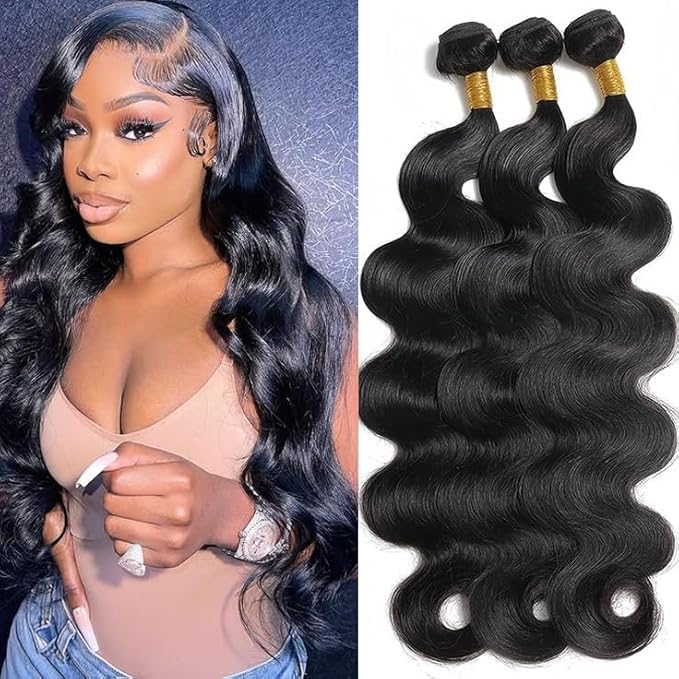 16A Human Hair Bundles 26 28 30 Inch Body Wave 300g Unprocessed Brazilian Virgin Hair 3 Bundles Deals Human Hair Extensions Quick Weave Human Hair Natural Black Color