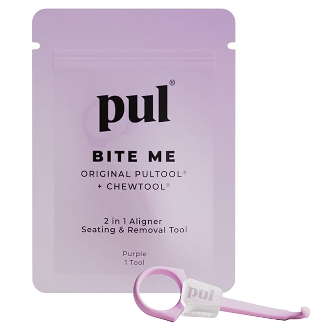 PUL Pack of 1 Reusable 2-in-1 Aligner Seating Chewie & Removal Tool — Compatible with Invisalign, Removable Braces, Retainers & Trays – Easy-to-Use Remover & Chew, Dental & Oral Hygiene Care – Purple