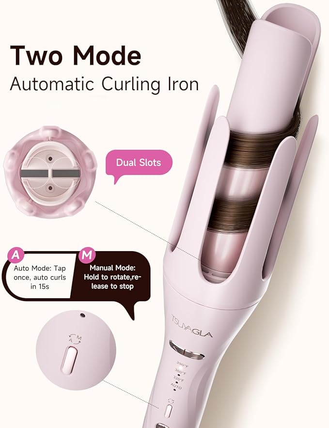 3 in 1 Automatic Curling Iron with 1.25 Barrel, Hair Crimper, Straightening Brush, 3 in 1 Hair culer Tools, Rotating Curling Iron with 3 Temp, 2-Way Rotation, 10S Fast Heating, Dual Voltage