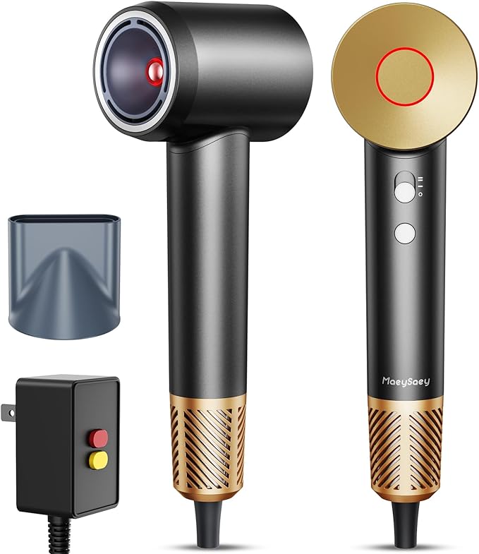 Infrared Hair Dryer, with Magnetic Nozzle - 160000 RPM Quiet lonic Blow Dryer for Women, with Frizz Control & No Heat Damage, Red Light Negative Ions, Fast Drying, for All Hair Types
