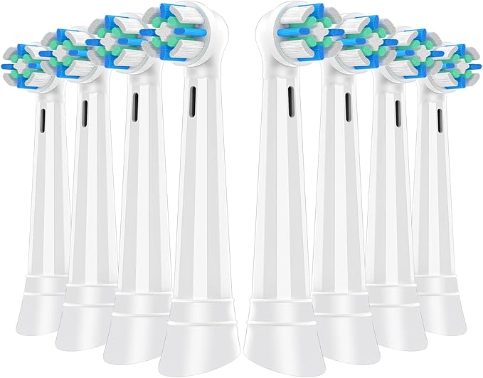 8 Pcs IO Replacement Heads Compatible with Oral B IO 2/3/4/5/6/7/8/9/10/Deep Clean Series Electric Toothbrushes, Medium Softness Brush Heads Compatible with Oral B iO (White)
