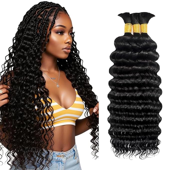 32 32 32 Inch Blonde Braiding Hair 150g 613 Deep Curly Wave 3 Bundles 150g Bulk Human Hair for Braiding Color 613 Blonde Braiding Hair