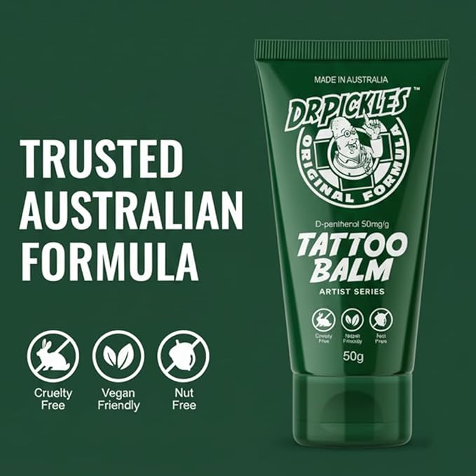 Dr Pickles VEGAN Tattoo Balm 1.76 oz / 50g - Vegan Formula, Heals + Protects + Rejuvenates Tattoos