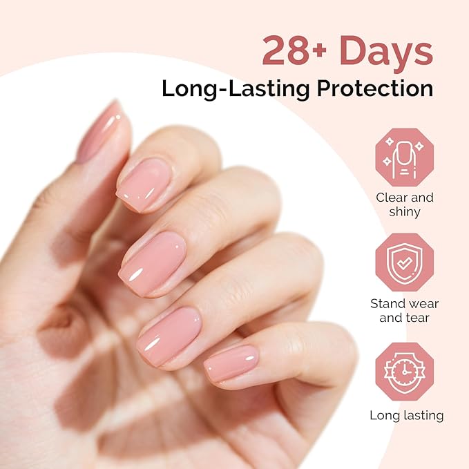 MelodySusie Top Coat Base Coat No Wipe Glossy Set Long Lasting Shine Finish Soak Off UV LED Nail Lamp Nail Polish Art Design Manicure Kit Perfect Gifts for Women Girls 2 Pcs 15ml Clear