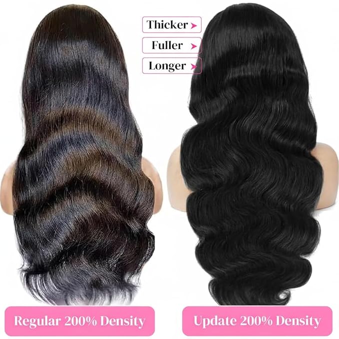24 Inch Body Wave Lace Front Wigs Human Hair 200% Density 13x6 HD Lace Frontal Wig Pre Plucked Tangle-free Body Wave Wig with Baby Hair Virgin Human Hair Wigs for Women Daily