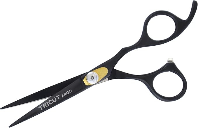 Professional Tricut Black Matte Hairdressing Scissors 6.5" – Premium Barber & Salon Shears for Precise Cutting, Japanese Stainless Steel