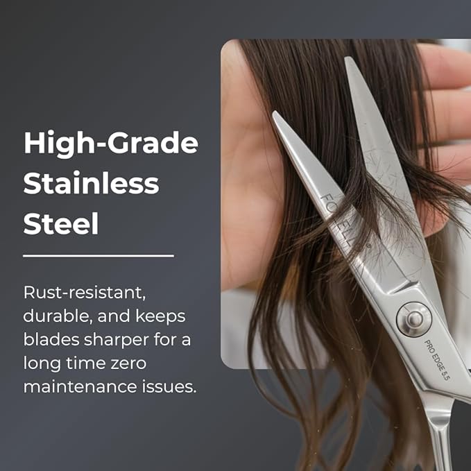 Stainless Steel Right-Handed Thinning Scissors for Unisex, Convex Blade, Adjustable Ball Bearing Screw – Includes Cleaning Oil & Cloth – 5.5 Inch