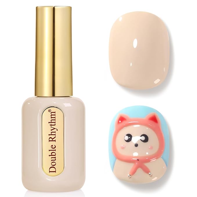 Double Rhythm 0.50 OZ Gel Polish Hema Free Same Color Same Bottle Golden Round Translucent Neutral Natural Milky 15 ML Jelly UV Polish Art DIY at Home (Milky Beige-C1565)