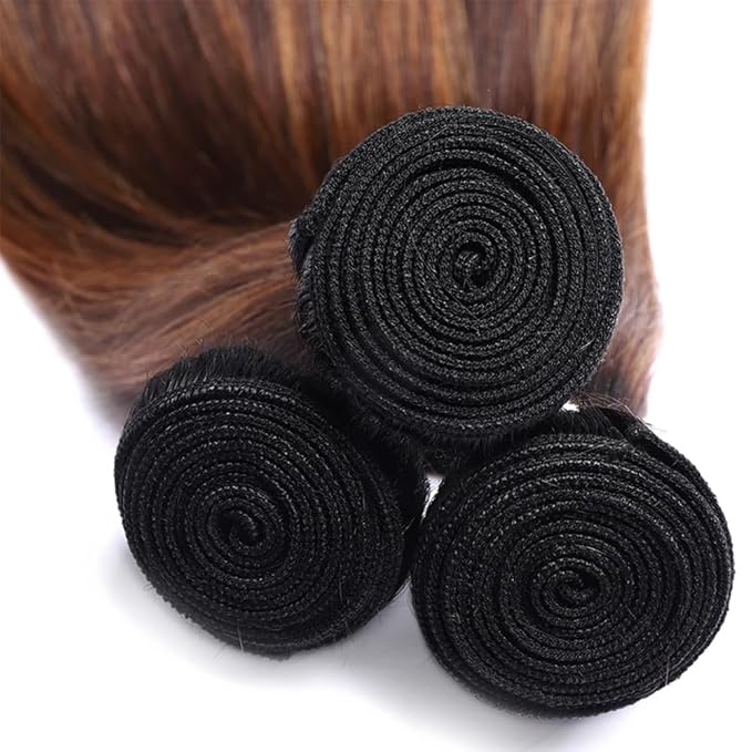 p4 30 Bundles Human Hair Brown Straight Bundle Brazilian Virgin Mixed Length 3 Bundles 28 28 28 Inch Two Tone Brown and Light Brown Bundle