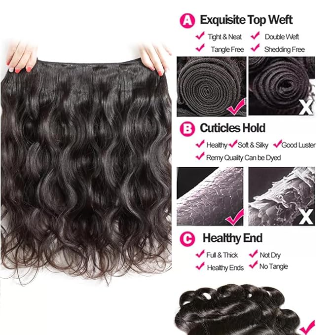 Body Wave Bundles Human Hair 24 26 28 Inch 12A Grade Human Hair Bundles Body Wave 3 Bundles Unprocessed Brazilian Virgin Hair Extensions Natural